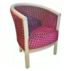 Paget Julien Fauteuil tonneau pour salon fabrication française en tissu et bois massif><noscript><img width=