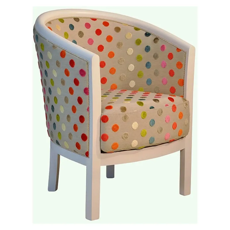 Paget Julien Fauteuil tonneau pour salon fabrication française en tissu et bois massif> Fauteuil De Salon
