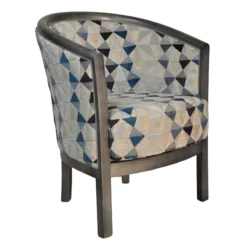 Paget Julien Fauteuil tonneau pour salon fabrication française en tissu et bois massif><noscript><img width=