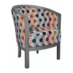 Paget Julien Fauteuil tonneau pour salon fabrication française en tissu et bois massif><noscript><img width=