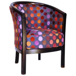 Paget Julien Fauteuil tonneau pour salon fabrication française en tissu et bois massif><noscript><img width=