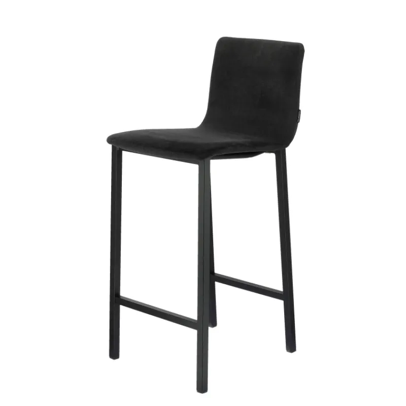 Mobliberica Koko ® Tabouret snack en tissu dossier bas avec pieds en métal> Tabouret Snack (assise +/- 65 Cm)|Tabouret De Bar (assise +/- 80 Cm)