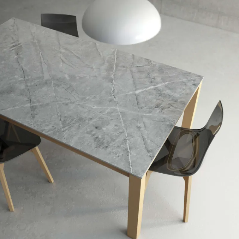 Cancio Lakera Table en Dekton avec pieds en bois massif> Table De Cuisine|Table De Salle à Manger