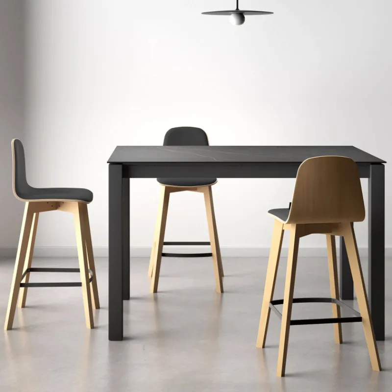 Cancio Lakera Table snack en Dekton rectangulaire avec pieds en métal> Table De Cuisine