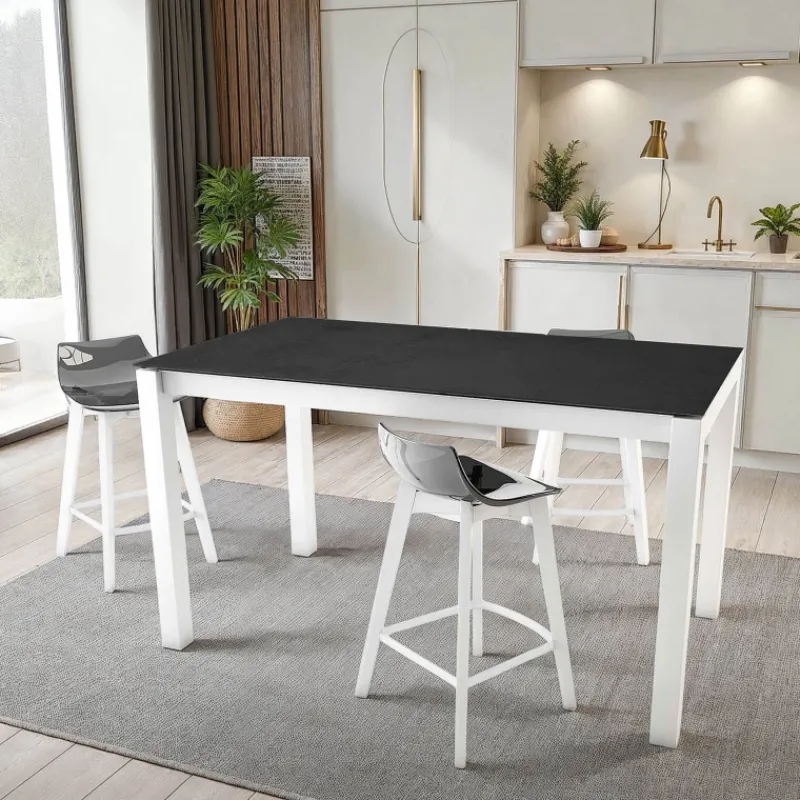 Cancio Lakera Table snack en Dekton rectangulaire extensible avec pieds en métal> Table De Cuisine