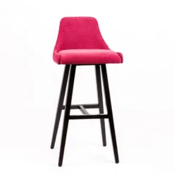 Sessio Lars diamant Tabouret de bar en tissu dos matelassé pieds bois> Tabouret De Bar (assise +/- 80 Cm)