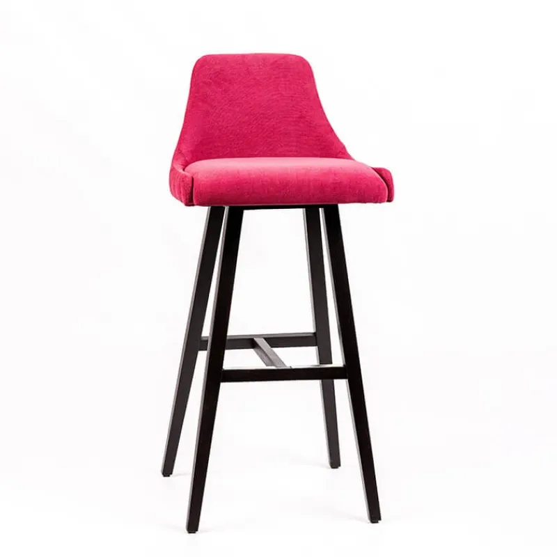 Sessio Lars diamant Tabouret de bar en tissu dos matelassé pieds bois> Tabouret De Bar (assise +/- 80 Cm)