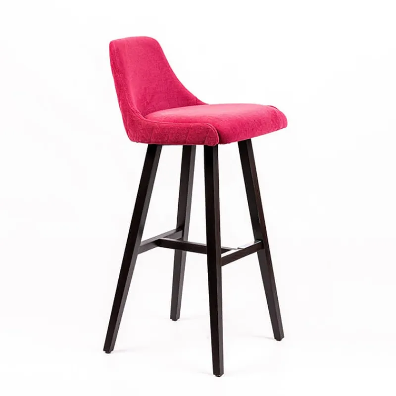 Sessio Lars diamant Tabouret de bar en tissu dos matelassé pieds bois> Tabouret De Bar (assise +/- 80 Cm)