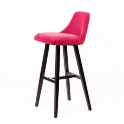 Sessio Lars diamant Tabouret de bar en tissu dos matelassé pieds bois><noscript><img width=
