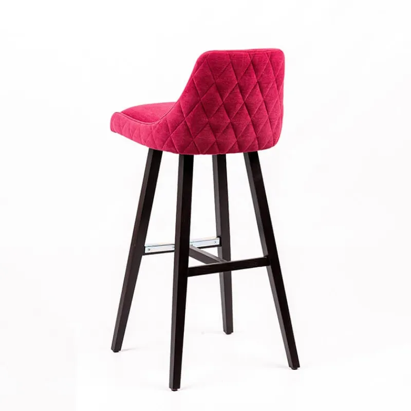 Sessio Lars diamant Tabouret de bar en tissu dos matelassé pieds bois> Tabouret De Bar (assise +/- 80 Cm)
