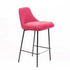 Sessio Lars diamant Tabouret snack en tissu dossier matelassé pieds en métal><noscript><img width=