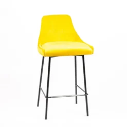 Sessio Lars line Tabouret snack dos matelassé en tissu et pieds métal><noscript><img width=