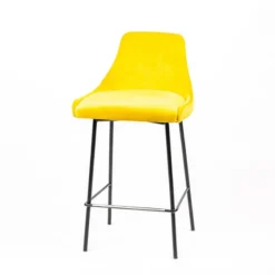 Sessio Lars line Tabouret snack dos matelassé en tissu et pieds métal><noscript><img width=