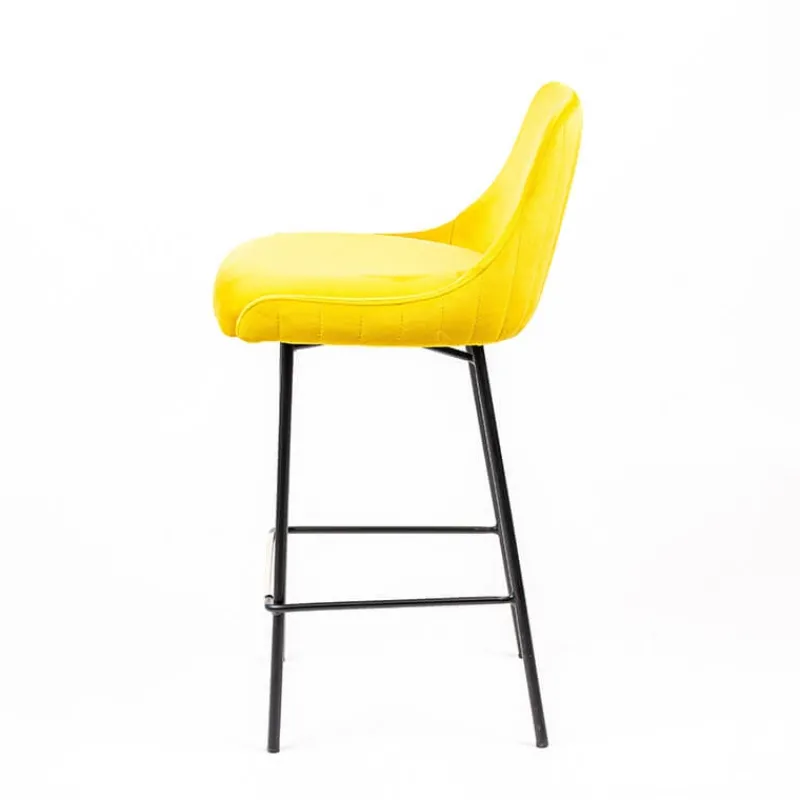Sessio Lars line Tabouret snack dos matelassé en tissu et pieds métal> Tabouret Snack (assise +/- 65 Cm)|Tabouret De Bar (assise +/- 80 Cm)