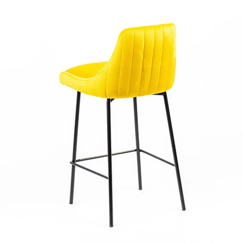 Sessio Lars line Tabouret snack dos matelassé en tissu et pieds métal> Tabouret Snack (assise +/- 65 Cm)|Tabouret De Bar (assise +/- 80 Cm)