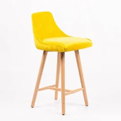 Sessio Lars line Tabouret snack tissu dossier matelassé pieds bois> Tabouret Snack (assise +/- 65 Cm)|Tabouret De Bar (assise +/- 80 Cm)