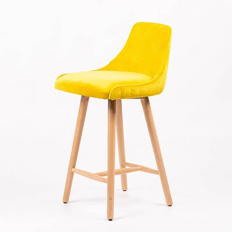 Sessio Lars line Tabouret snack tissu dossier matelassé pieds bois> Tabouret Snack (assise +/- 65 Cm)|Tabouret De Bar (assise +/- 80 Cm)