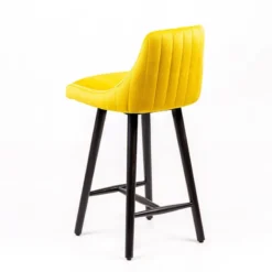 Sessio Lars line Tabouret snack tissu dossier matelassé pieds bois><noscript><img width=