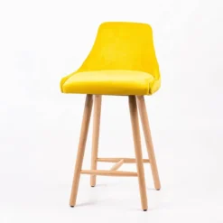 Sessio Lars line Tabouret snack tissu dossier matelassé pieds bois><noscript><img width=