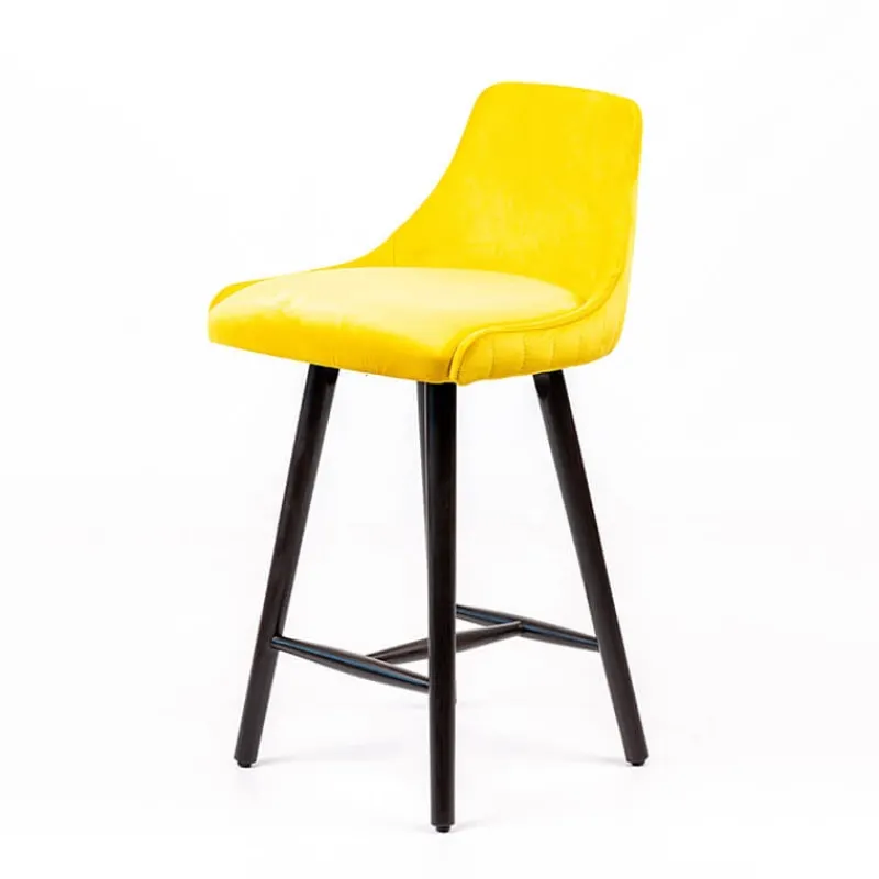Sessio Lars line Tabouret snack tissu dossier matelassé pieds bois> Tabouret Snack (assise +/- 65 Cm)|Tabouret De Bar (assise +/- 80 Cm)