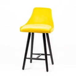 Sessio Lars line Tabouret snack tissu dossier matelassé pieds bois><noscript><img width=
