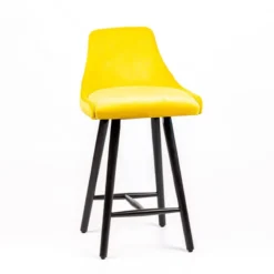Sessio Lars line Tabouret snack tissu dossier matelassé pieds bois><noscript><img width=