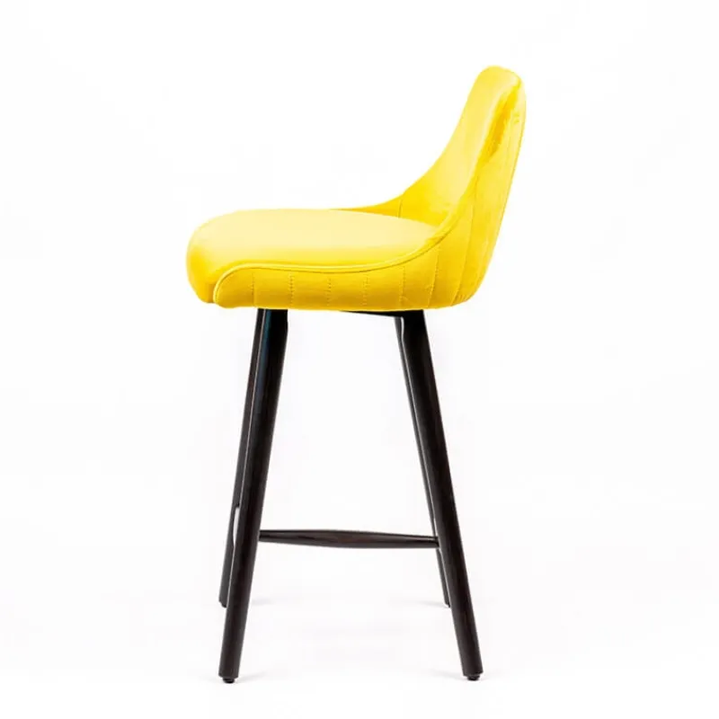 Sessio Lars line Tabouret snack tissu dossier matelassé pieds bois> Tabouret Snack (assise +/- 65 Cm)|Tabouret De Bar (assise +/- 80 Cm)