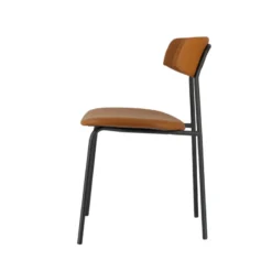 Perfecta Lazio Chaise belge style rétro en simili avec pieds en métal><noscript><img width=