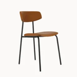 Perfecta Lazio Chaise belge style rétro en simili avec pieds en métal><noscript><img width=