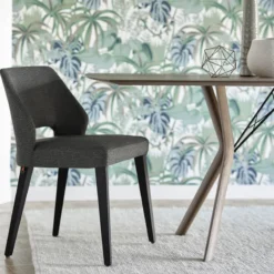 Mobitec Lena ® Chaise ajourée en tissu et pieds bois style moderne> Chaise De Salle à Manger|Chaise Salon