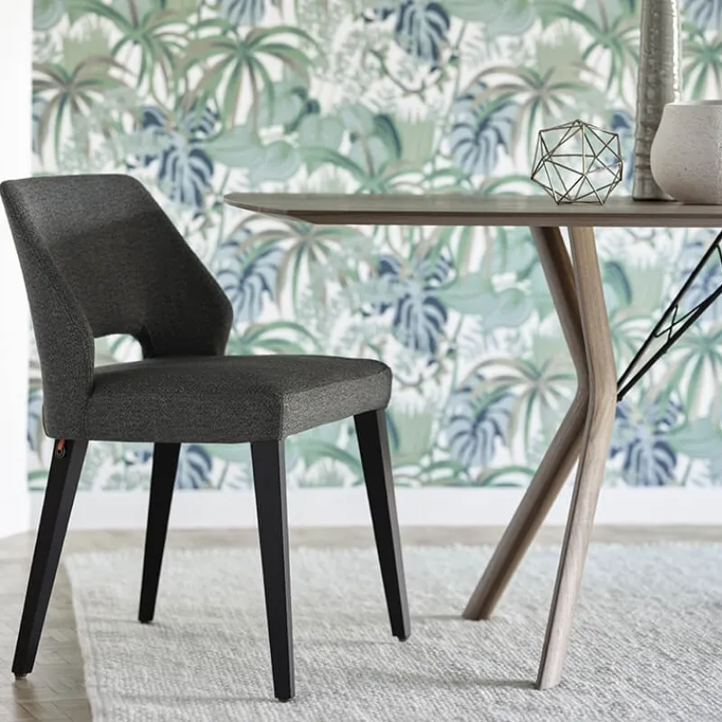 Mobitec Lena ® Chaise ajourée en tissu et pieds bois style moderne> Chaise De Salle à Manger|Chaise Salon