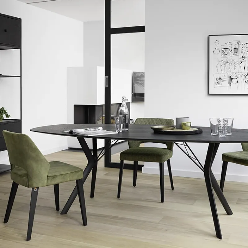 Mobitec Lena ® Chaise ajourée en tissu et pieds bois style moderne> Chaise De Salle à Manger|Chaise Salon