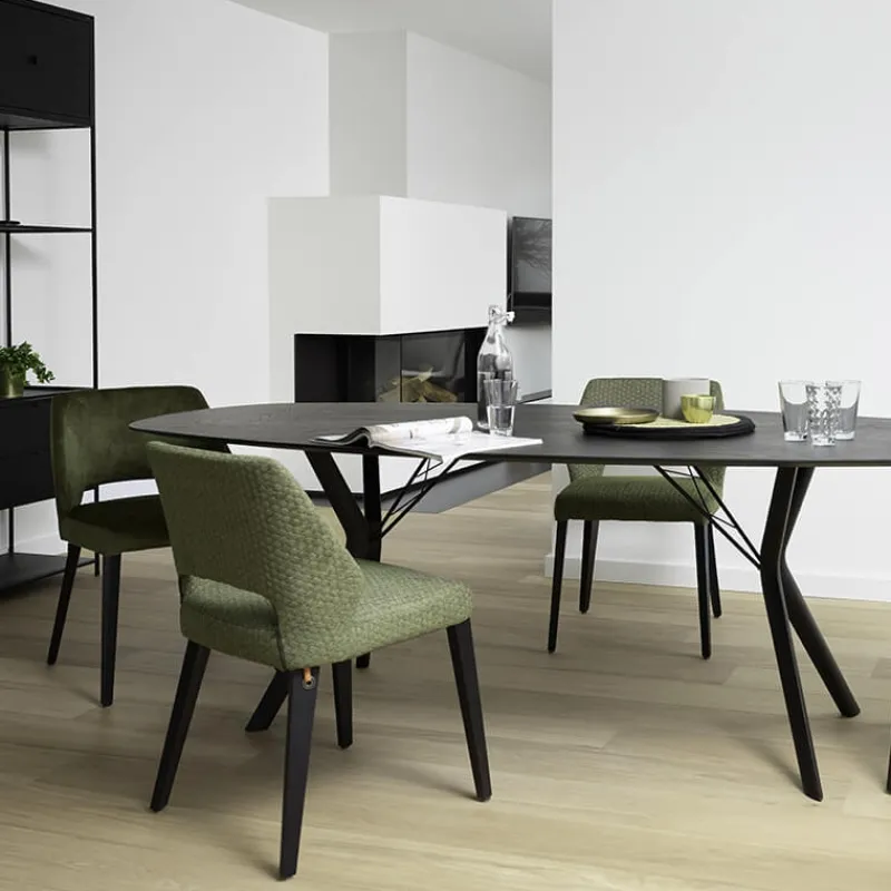 Mobitec Lena ® Chaise ajourée en tissu et pieds bois style moderne> Chaise De Salle à Manger|Chaise Salon