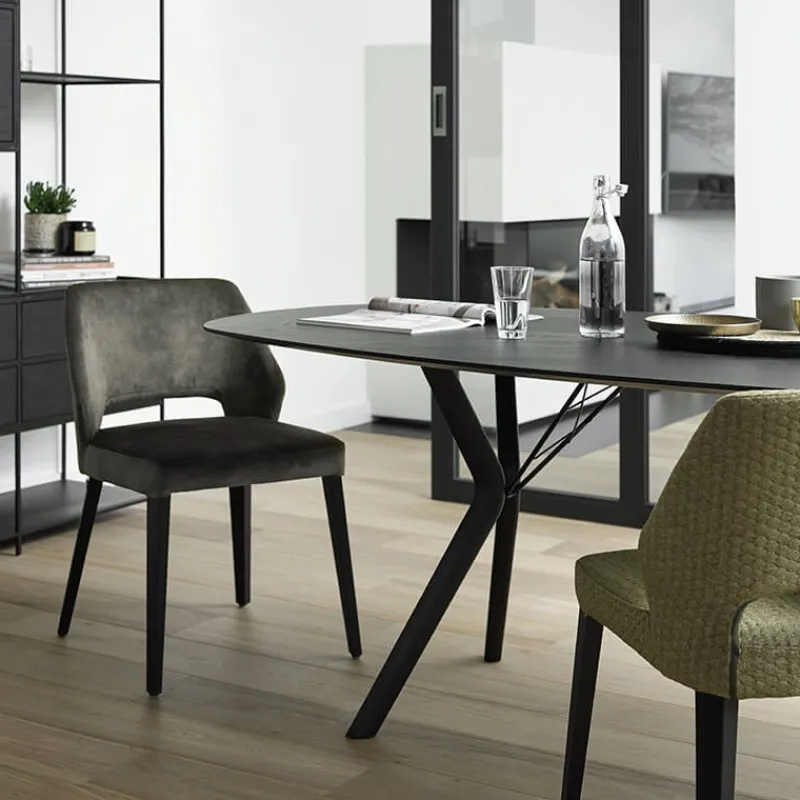 Mobitec Lena ® Chaise ajourée en tissu et pieds bois style moderne> Chaise De Salle à Manger|Chaise Salon