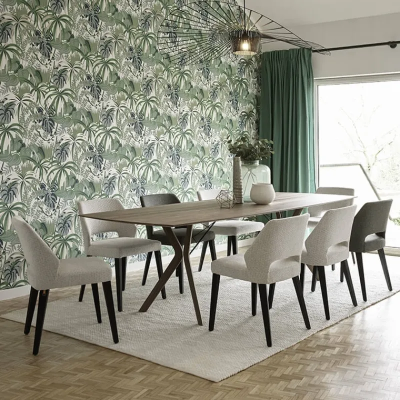 Mobitec Lena ® Chaise ajourée en tissu et pieds bois style moderne> Chaise De Salle à Manger|Chaise Salon