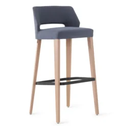 Mobitec Lena ® Tabouret de bar en tissu avec dossier bas et pieds en bois> Tabouret De Bar (assise +/- 80 Cm)