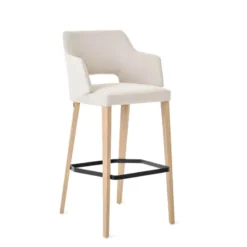 Mobitec Lena ® Tabouret de bar en tissu avec accoudoirs et pieds en bois> Tabouret De Bar (assise +/- 80 Cm)