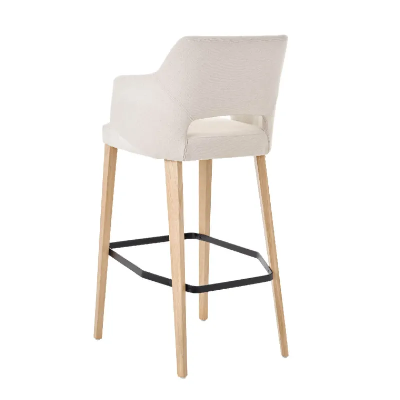 Mobitec Lena ® Tabouret de bar en tissu avec accoudoirs et pieds en bois> Tabouret De Bar (assise +/- 80 Cm)