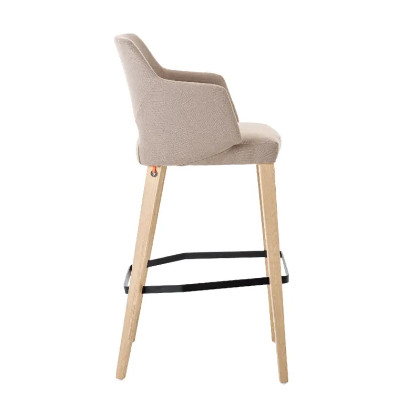 Mobitec Lena ® Tabouret de bar en tissu avec accoudoirs et pieds en bois> Tabouret De Bar (assise +/- 80 Cm)