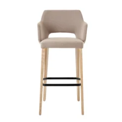 Mobitec Lena ® Tabouret de bar en tissu avec accoudoirs et pieds en bois><noscript><img width=