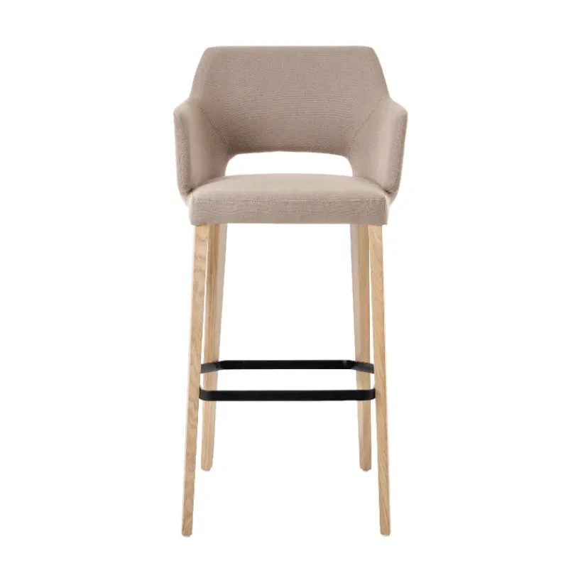 Mobitec Lena ® Tabouret de bar en tissu avec accoudoirs et pieds en bois> Tabouret De Bar (assise +/- 80 Cm)