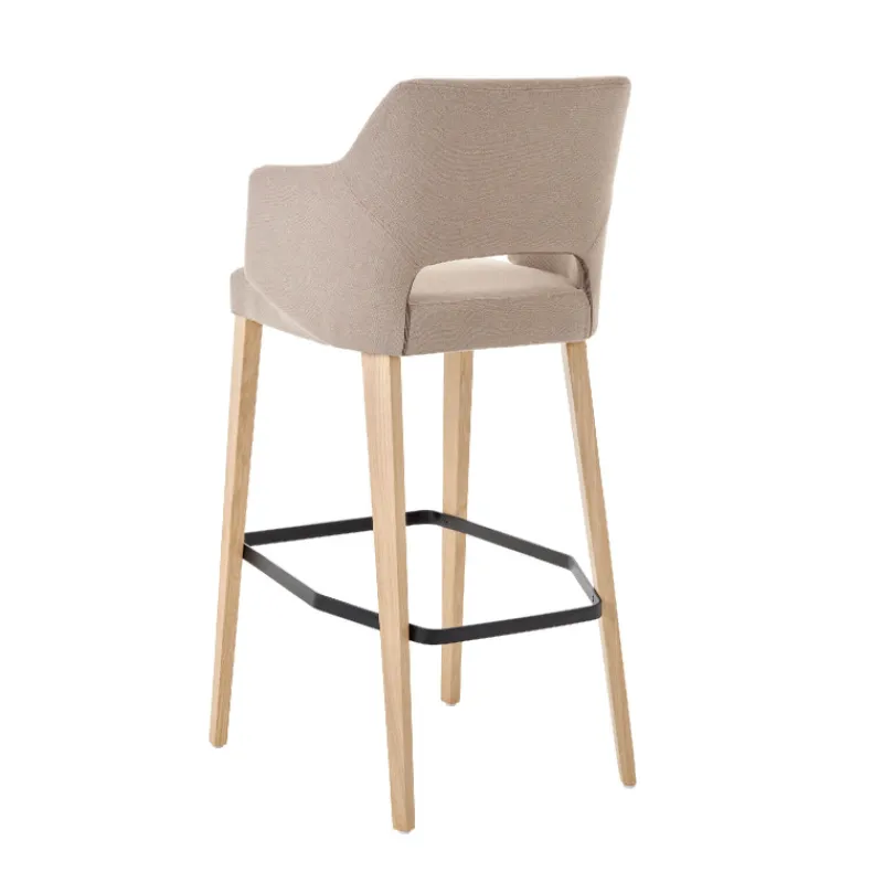 Mobitec Lena ® Tabouret de bar en tissu avec accoudoirs et pieds en bois> Tabouret De Bar (assise +/- 80 Cm)