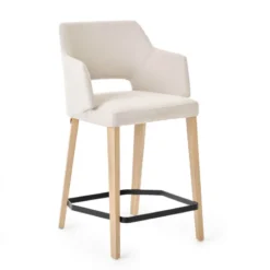 Mobitec Lena ® Tabouret snack en tissu avec accoudoirs et pieds en bois><noscript><img width=