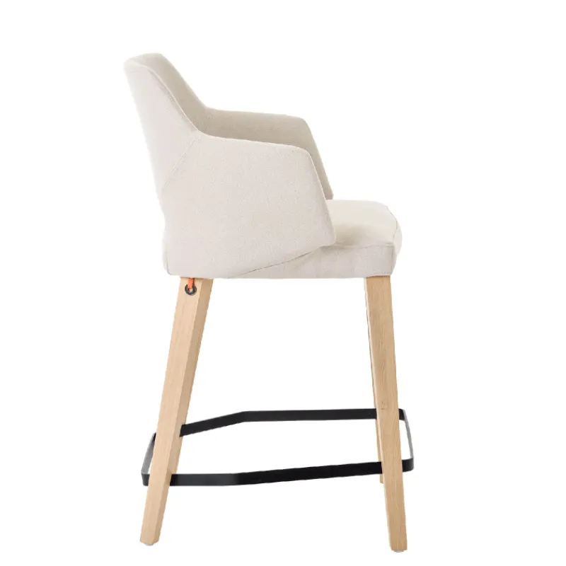 Mobitec Lena ® Tabouret snack en tissu avec accoudoirs et pieds en bois> Tabouret Snack (assise +/- 65 Cm)|Tabouret De Bar (assise +/- 80 Cm)