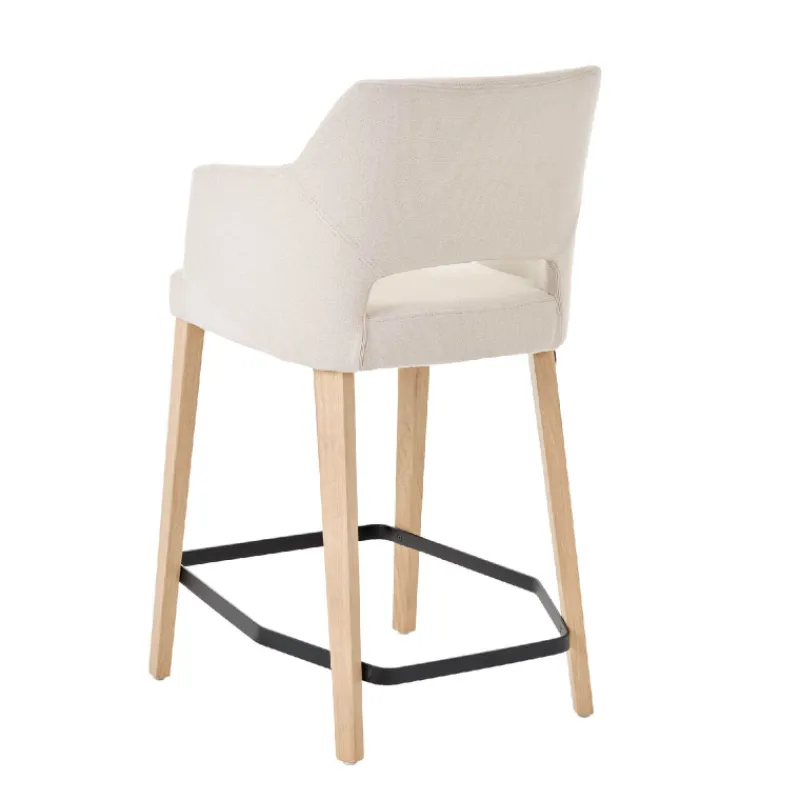 Mobitec Lena ® Tabouret snack en tissu avec accoudoirs et pieds en bois> Tabouret Snack (assise +/- 65 Cm)|Tabouret De Bar (assise +/- 80 Cm)
