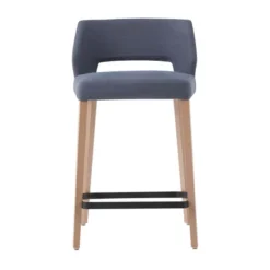 Mobitec Lena ® Tabouret snack scandinave en tissu et bois avec dossier ajouré> Tabouret Snack (assise +/- 65 Cm)|Tabouret De Bar (assise +/- 80 Cm)