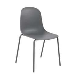 LilyChaise coque moderne empilable en polypropylène avec pieds en métal><noscript><img width=