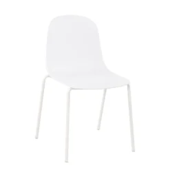 LilyChaise coque moderne empilable en polypropylène avec pieds en métal><noscript><img width=