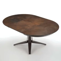 Midj Link ® Table design ronde extensible en céramique pied central en métal><noscript><img width=