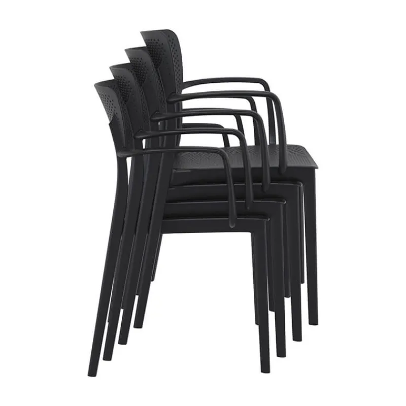 Loft Chaise moderne avec accoudoirs en polypropylène micro perforé> Chaise De Cuisine|Chaise De Salle à Manger